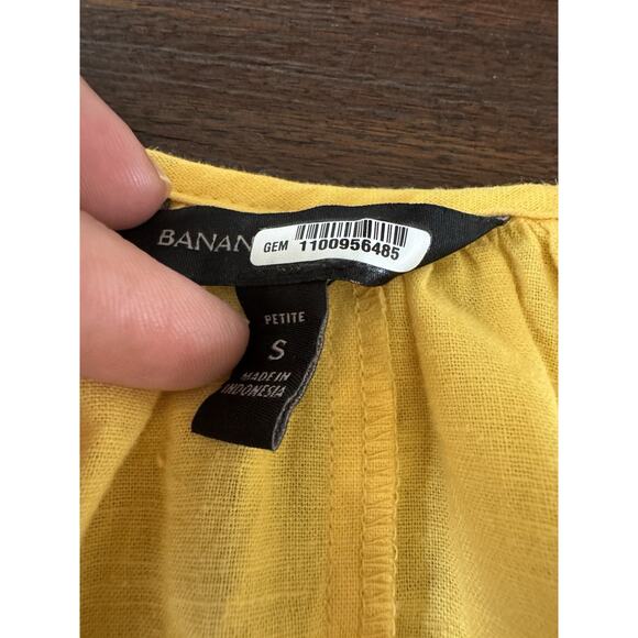 Banana Republic Linen Blend Wrap Dress Poppy Yellow Puff Sleeve SP - Picture 8 of 10